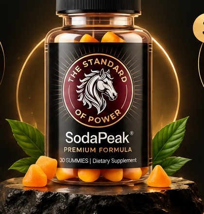 Close view of a Horse Soda Trick bottle on dark stone